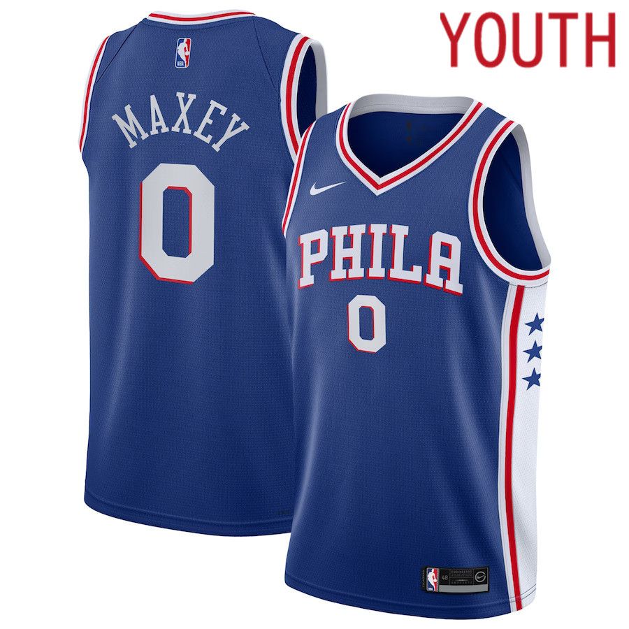 Youth Philadelphia 76ers #0 Tyrese Maxey Nike Royal Swingman NBA Jersey